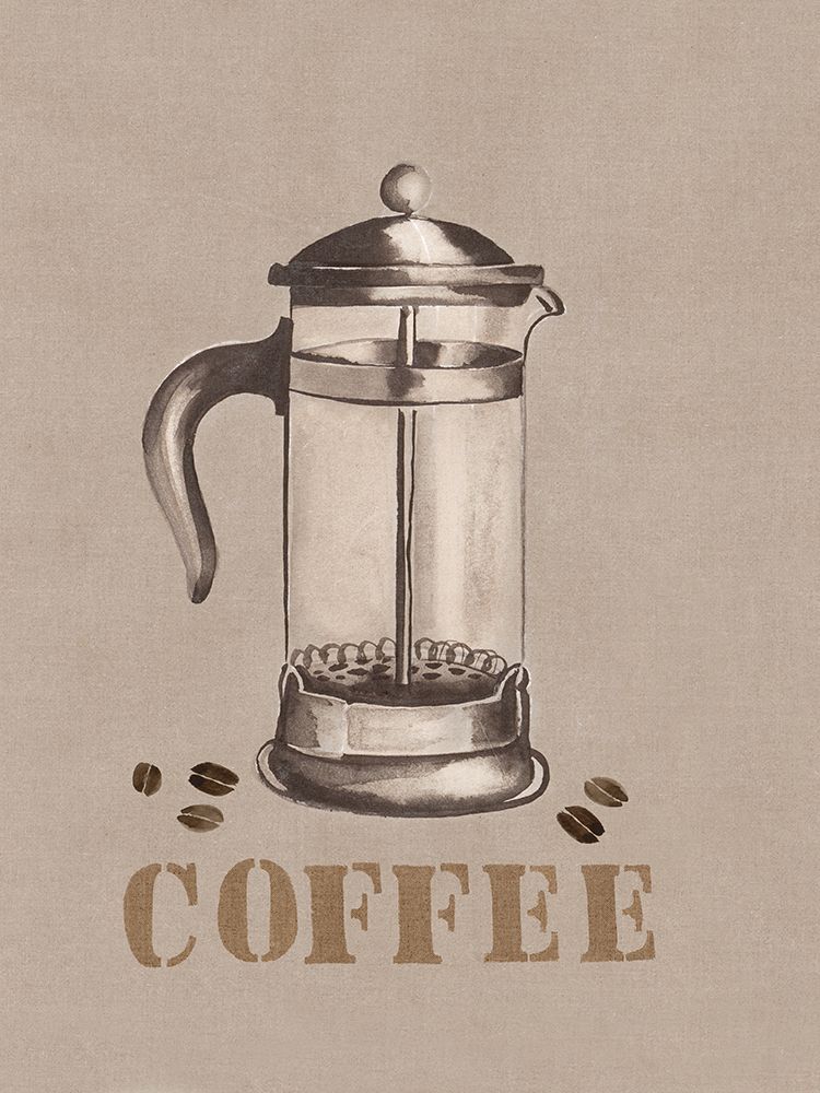 French Press and Coffee Beans art print by Eli Jones for $57.95 CAD