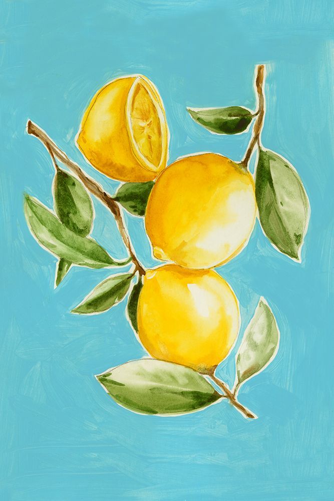 Lemons on Blue Background art print by Eli Jones for $57.95 CAD