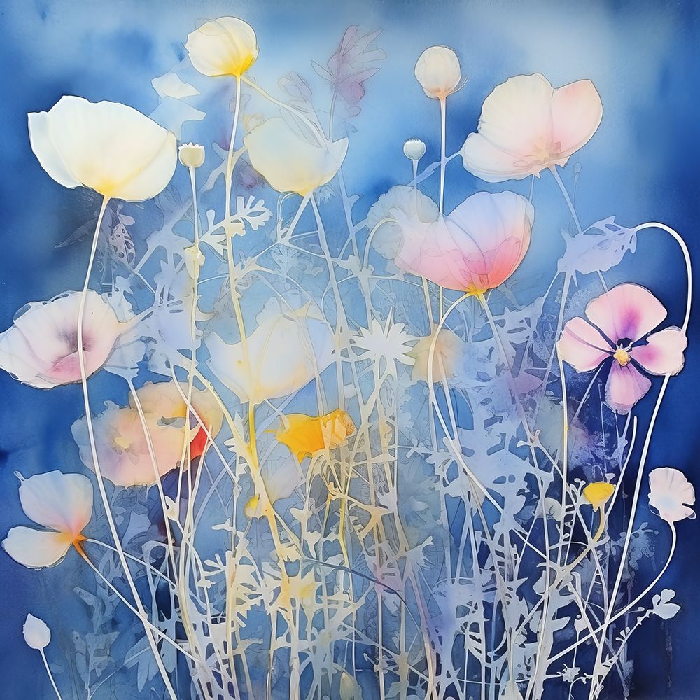 Tranquil Blue Floral Elegance I art print by Irena Orlov for $57.95 CAD