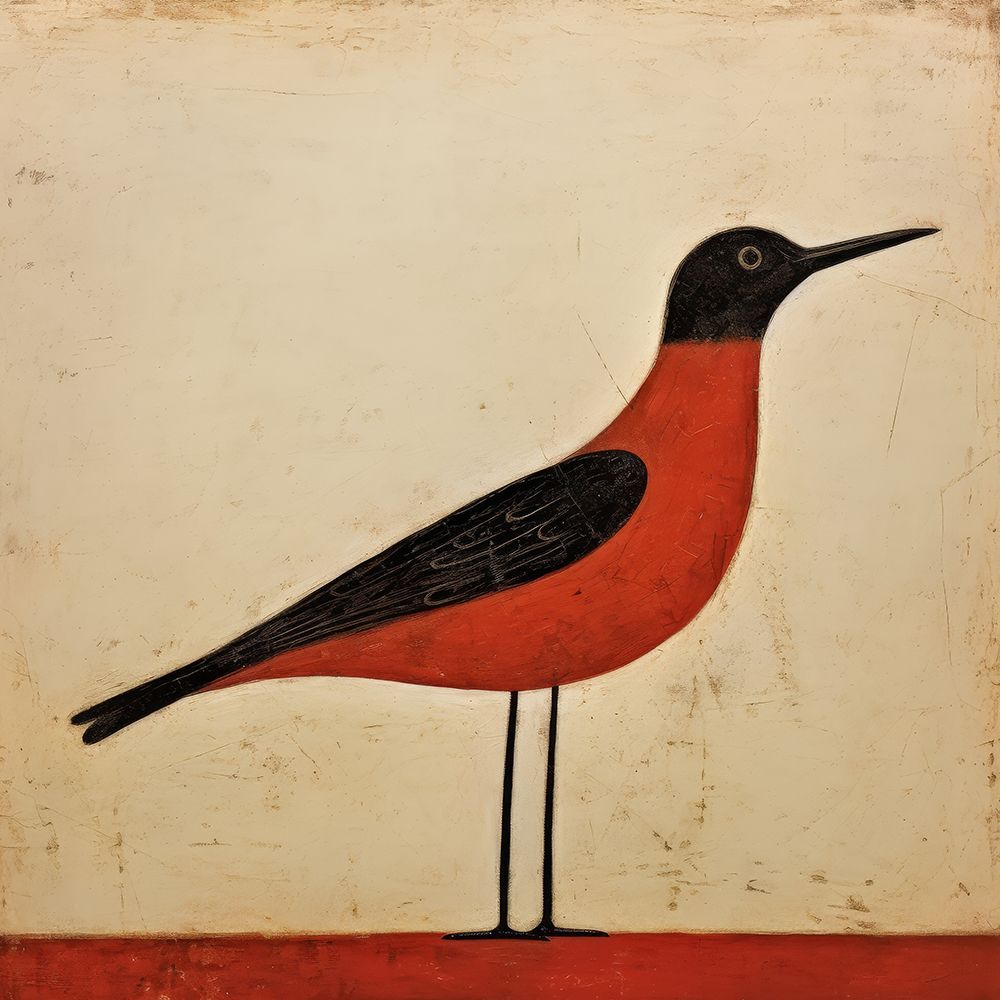 Red Bird on a Line art print by Irena Orlov for $57.95 CAD