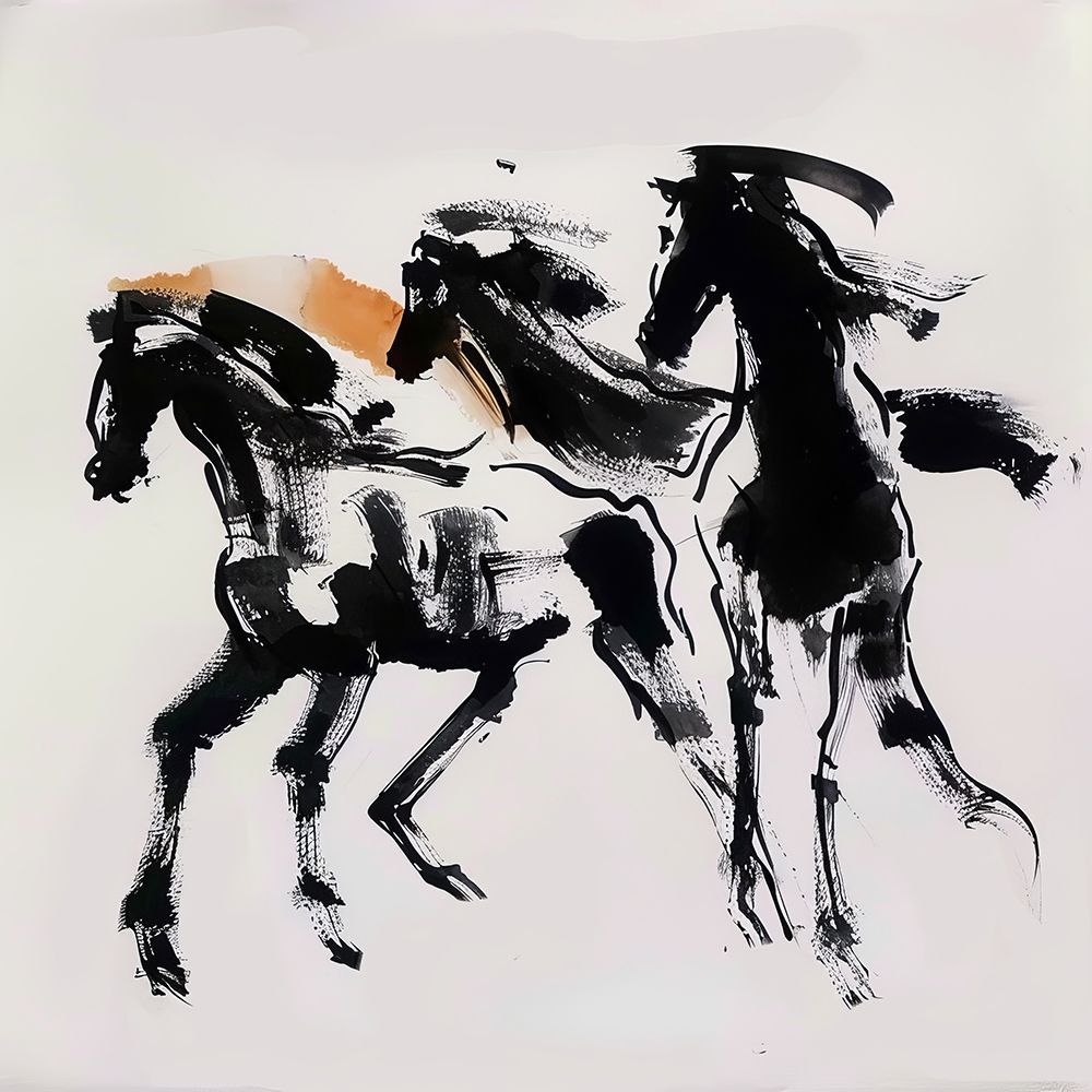 Dynamic Dance of Ink Horses art print by Irena Orlov for $57.95 CAD