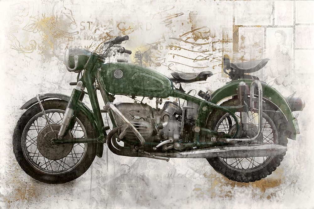 Green Motorcycle art print by Roozbeh for $57.95 CAD