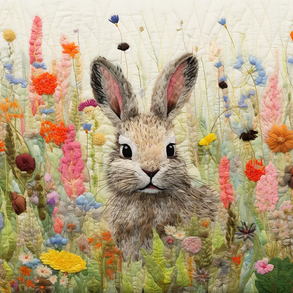 Patchwork Rabbit art print by Roozbeh for $57.95 CAD