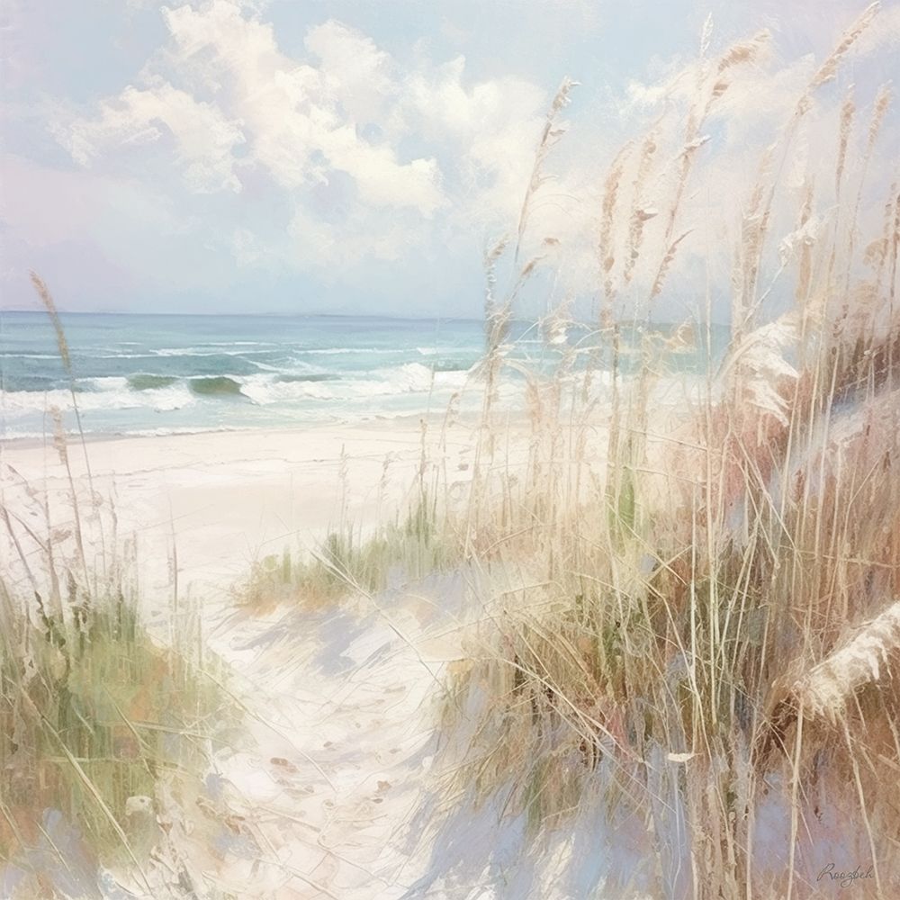 Quiet Shoreline Under Gentle Skies II art print by Roozbeh for $57.95 CAD
