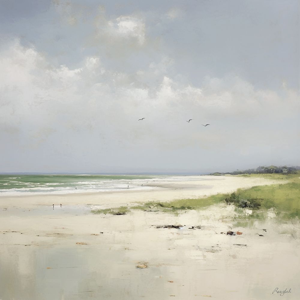Quiet Shore Under Gentle Clouds art print by Roozbeh for $57.95 CAD