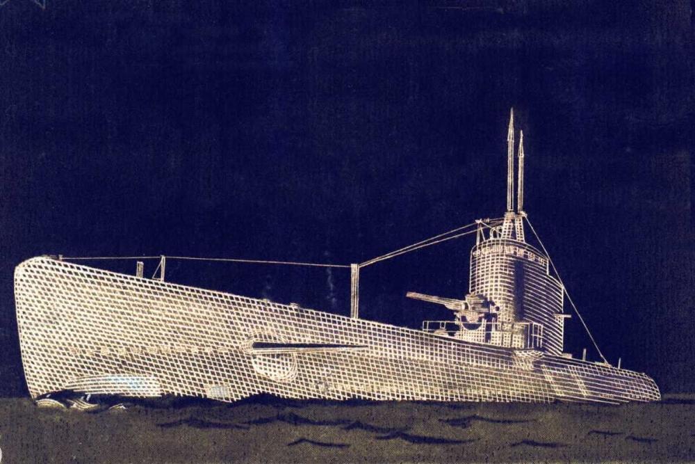 Blueprint Submarine II art print by PI Studio for $57.95 CAD