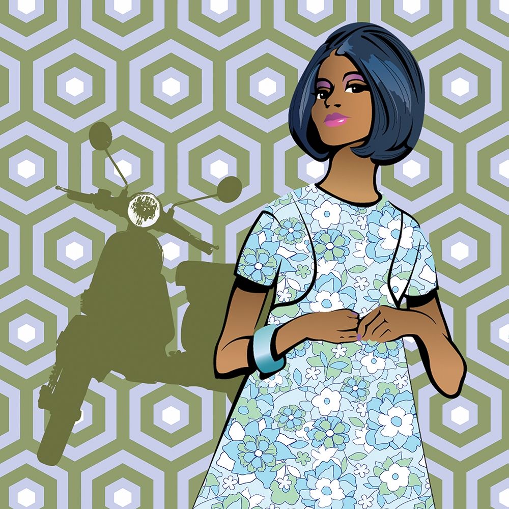 Girl With Vespa art print by Sammy Pazzio for $57.95 CAD