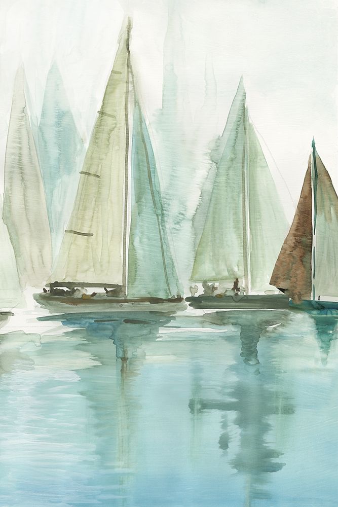 Blue Sailboats II art print by Allison Pearce for $57.95 CAD
