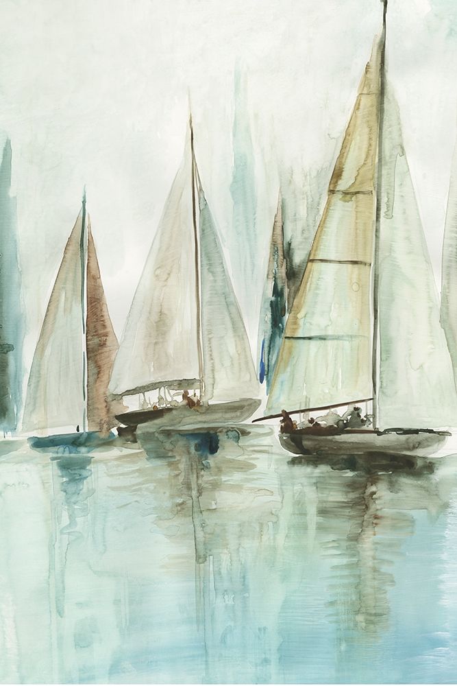 Blue Sailboats III art print by Allison Pearce for $57.95 CAD