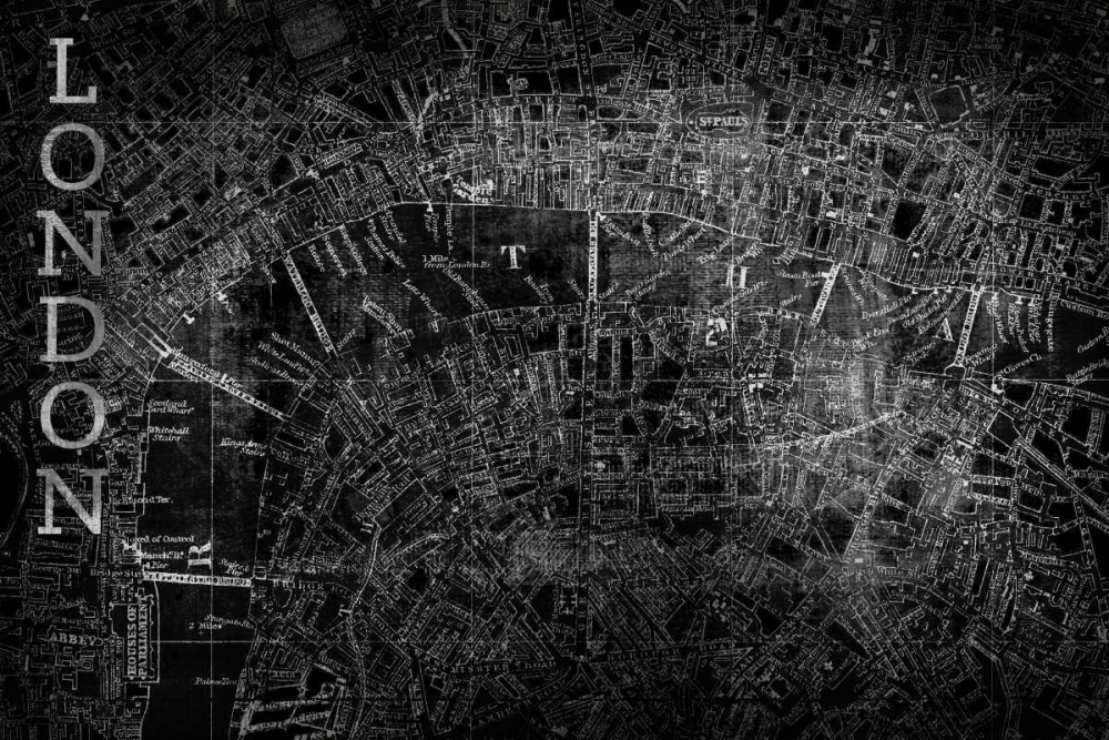 Map London Black art print by PI Studio for $57.95 CAD