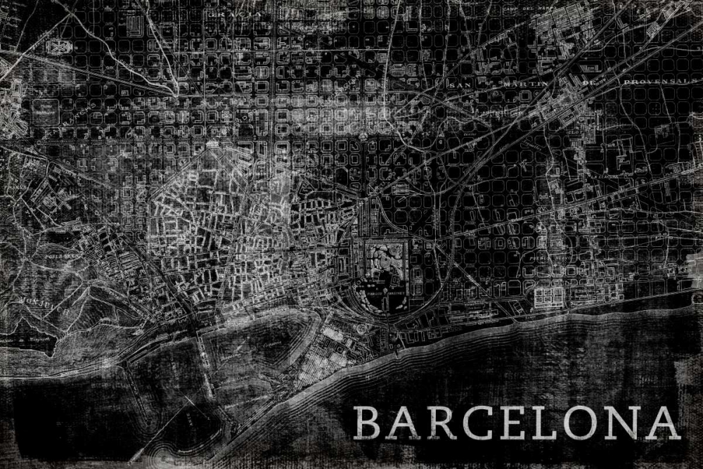 Map Barcelona Black art print by PI Studio for $57.95 CAD