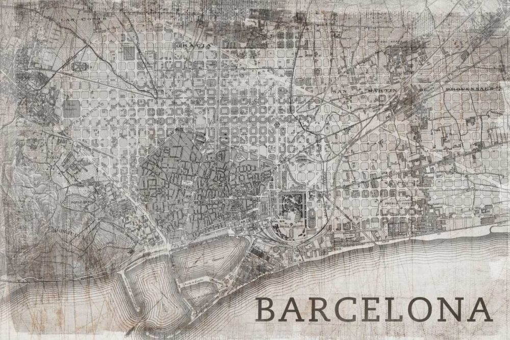 Map Barcelona Beige art print by PI Studio for $57.95 CAD