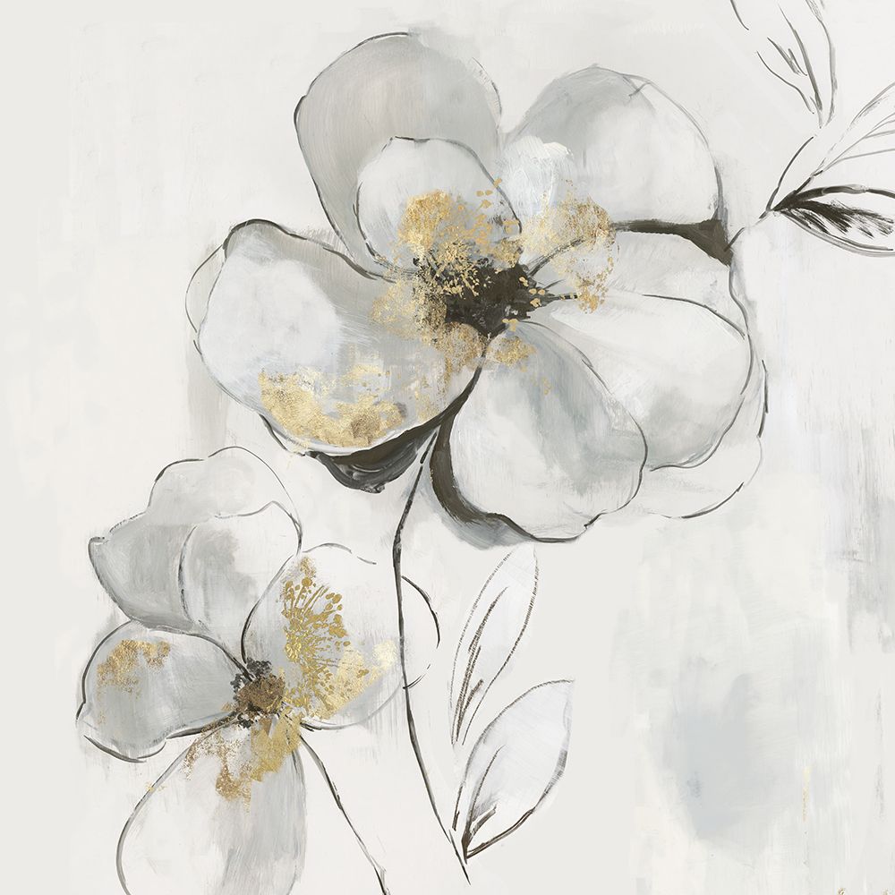 Silver Florals I art print by PI Studio for $57.95 CAD