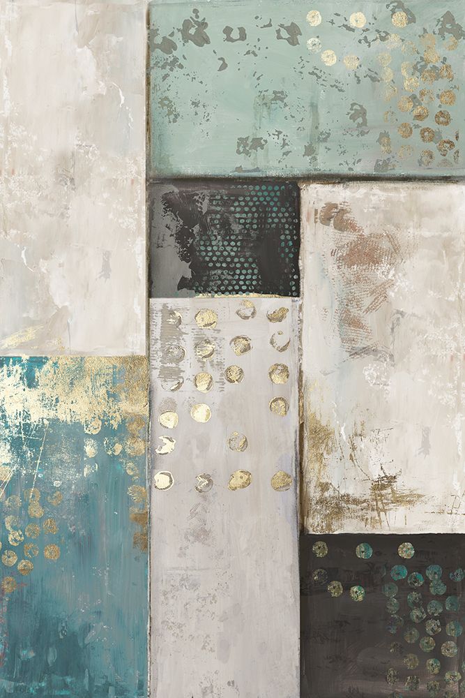 Teal Patchwork Square I art print by Tom Reeves for $57.95 CAD