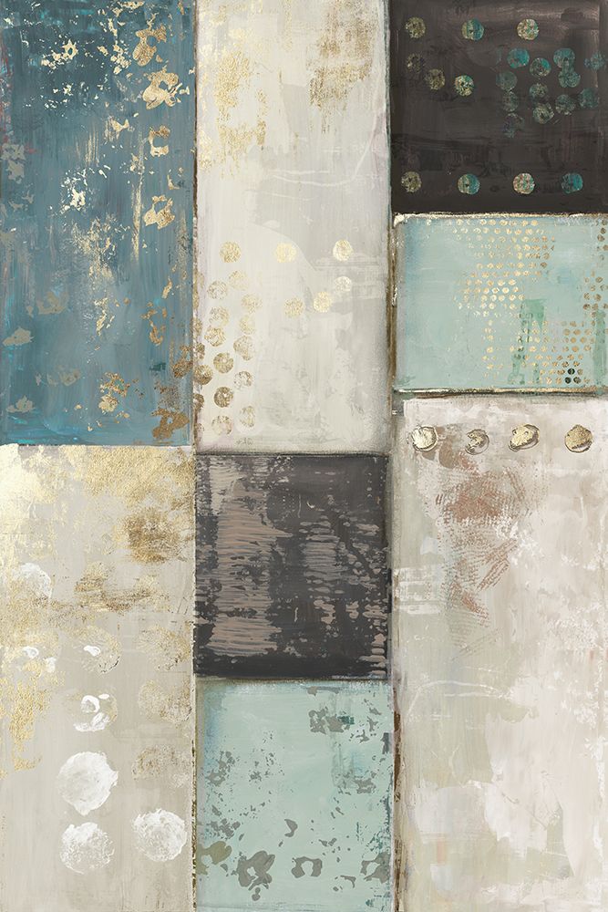 Teal Patchwork Square II art print by Tom Reeves for $57.95 CAD