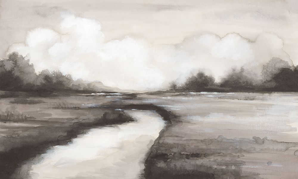 Quiet River in Misty Landscape art print by Luna Mavis for $57.95 CAD