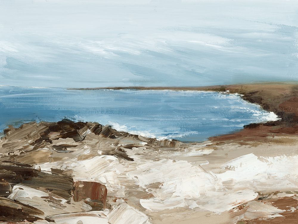 Rocky Shoreline with Calm Sea I art print by Luna Mavis for $57.95 CAD