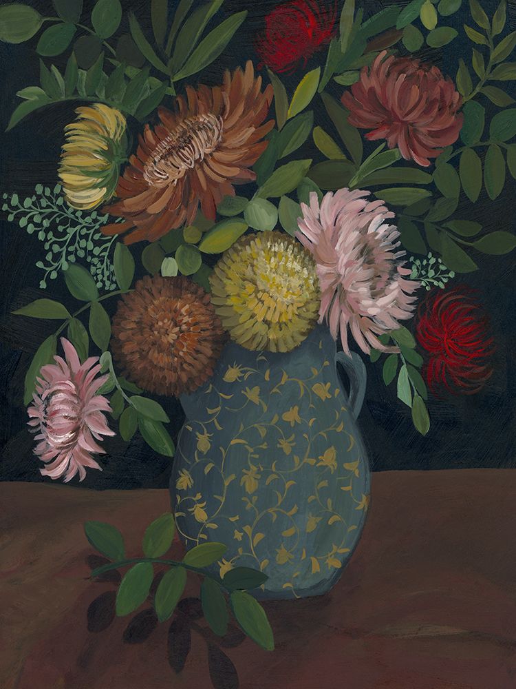 Patterned Vase with Moody Floral Arrangement art print by Hannah Dawson for $57.95 CAD