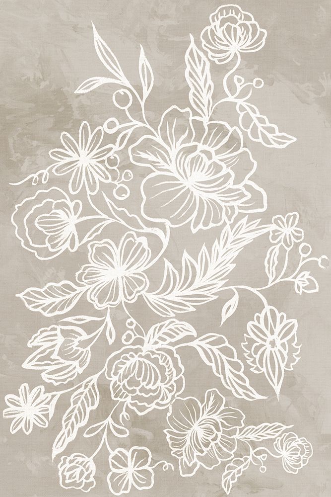Ivory Floral Whisper on Soft Gray art print by Hannah Dawson for $57.95 CAD