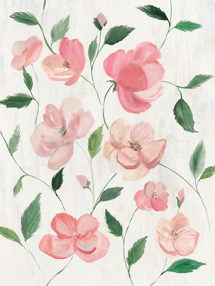 Soft Pink Blooms and Flowing Leaves art print by Hannah Dawson for $57.95 CAD