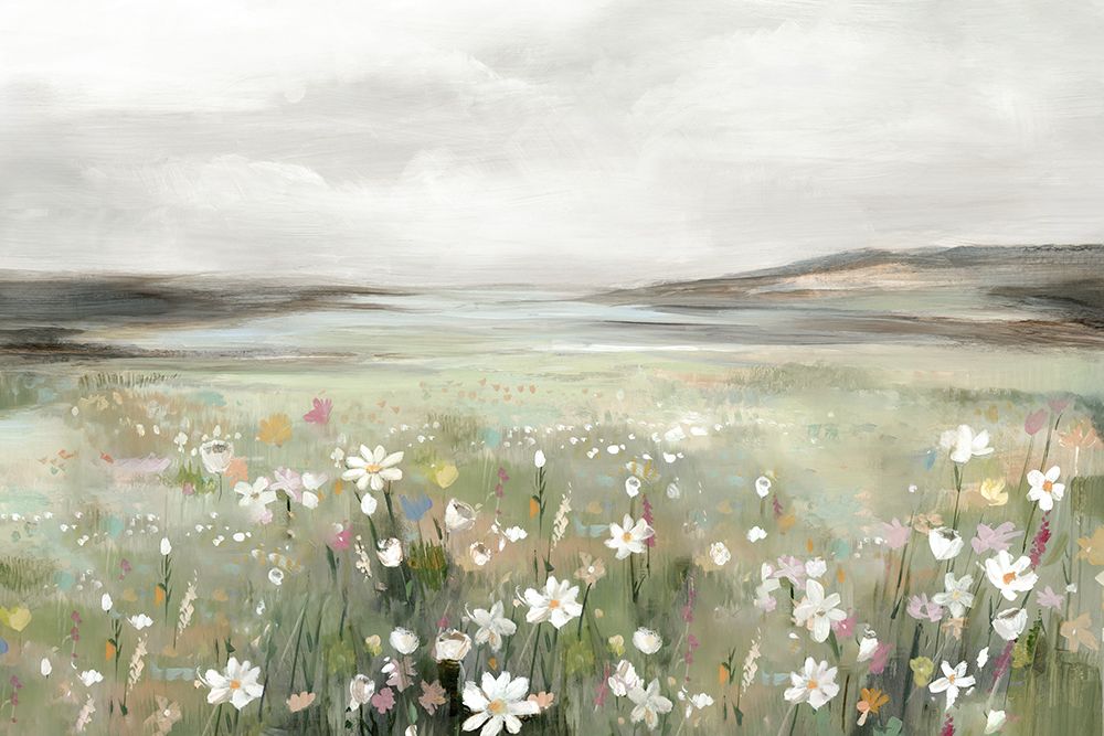 Soft Meadow Under Cloudy Sky art print by Hannah Dawson for $57.95 CAD