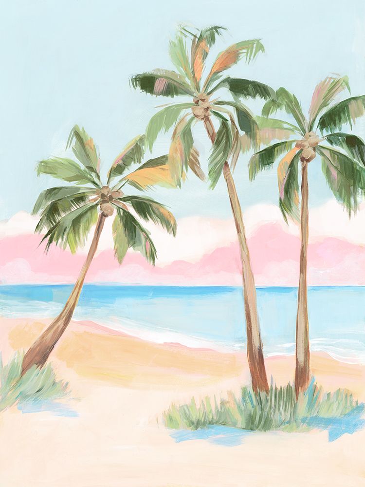 Serene Beach with Palm Trees art print by Hannah Dawson for $57.95 CAD