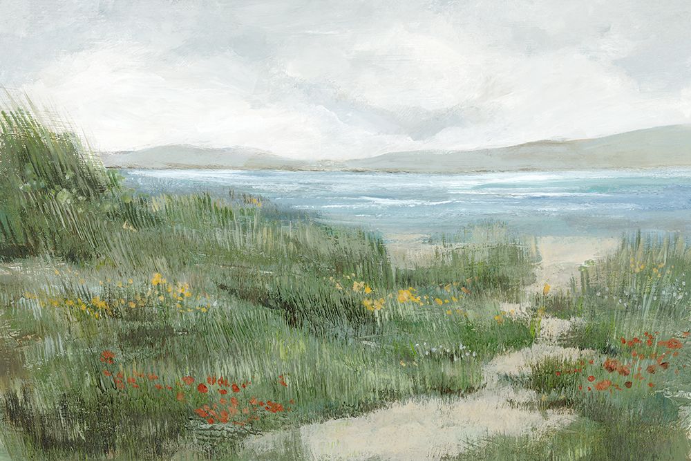 Seaside Meadow Under Cloudy Skies art print by Hannah Dawson for $57.95 CAD