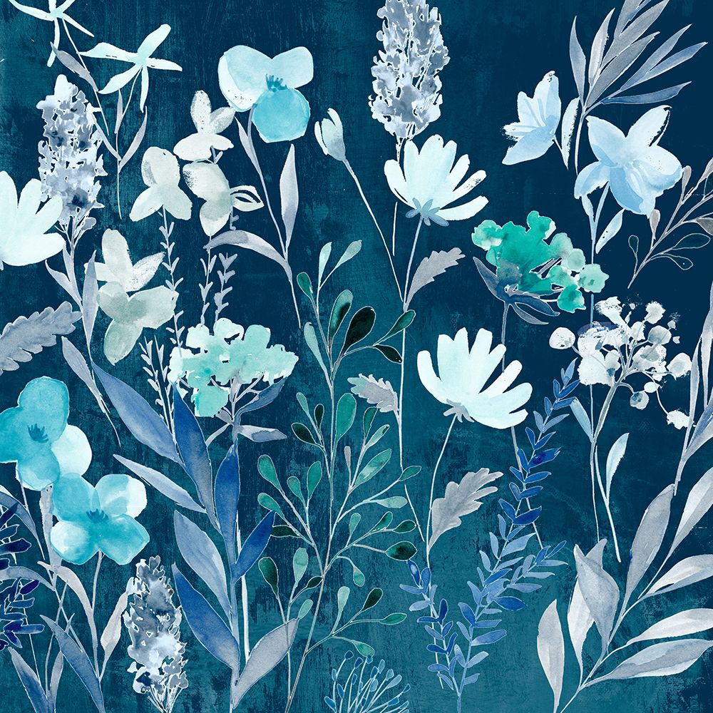 Floral Symphony in Blue Hues I art print by Hannah Dawson for $57.95 CAD