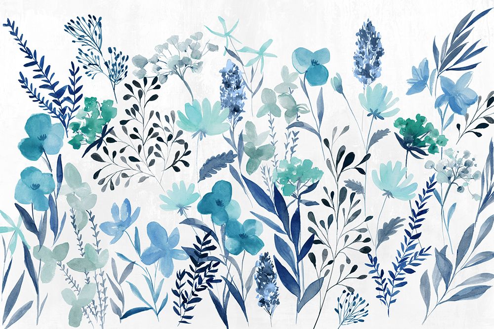 Blue Blossoms on White Canvas art print by Hannah Dawson for $57.95 CAD