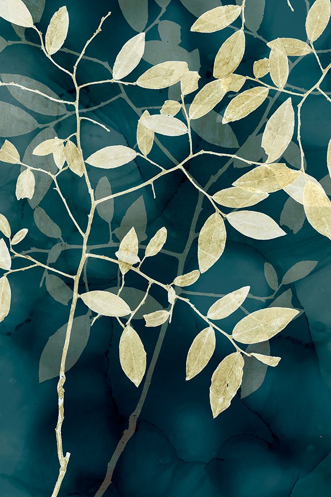 Leaves Against Deep Blue Background art print by Hannah Dawson for $57.95 CAD