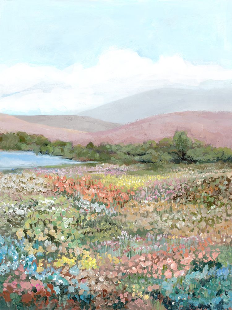 Blooming Fields by a Tranquil Lake art print by Hannah Dawson for $57.95 CAD