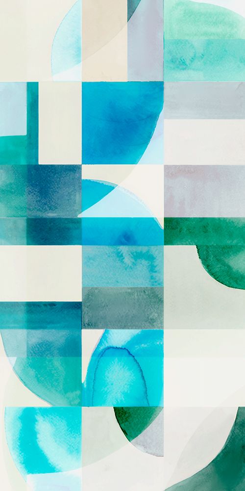 Geometric Waves in Blue Calm I art print by Hannah Dawson for $57.95 CAD