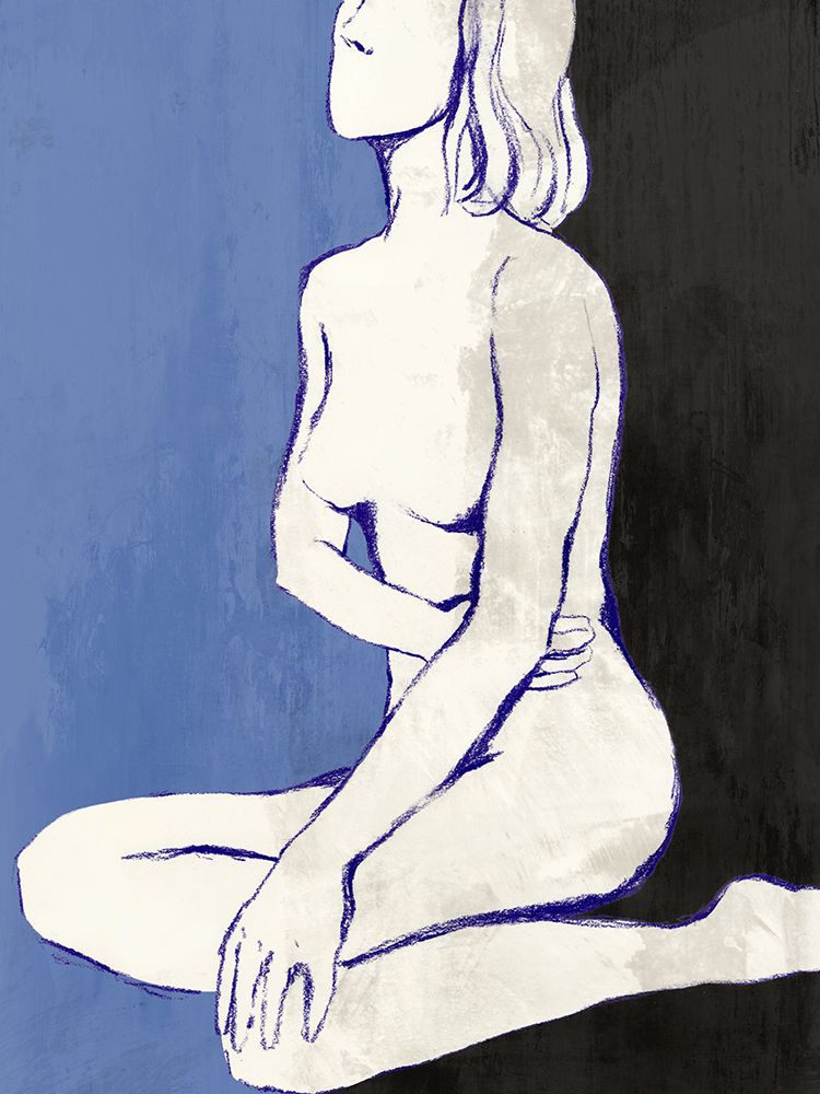 Seated Figure in Cobalt art print by Hannah Dawson for $57.95 CAD