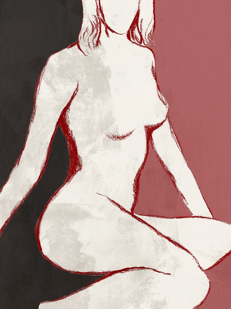 Seated Figure in Crimson art print by Hannah Dawson for $57.95 CAD