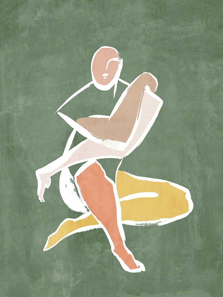 Seated Figure on Textured Green I art print by Hannah Dawson for $57.95 CAD