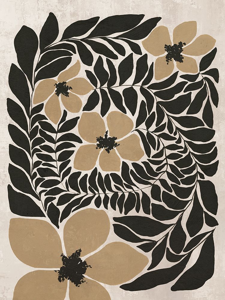 Botanical Harmony in Black and Gold art print by Hannah Dawson for $57.95 CAD