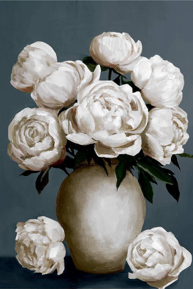 White Peonies in Ceramic Vase art print by Hannah Dawson for $57.95 CAD