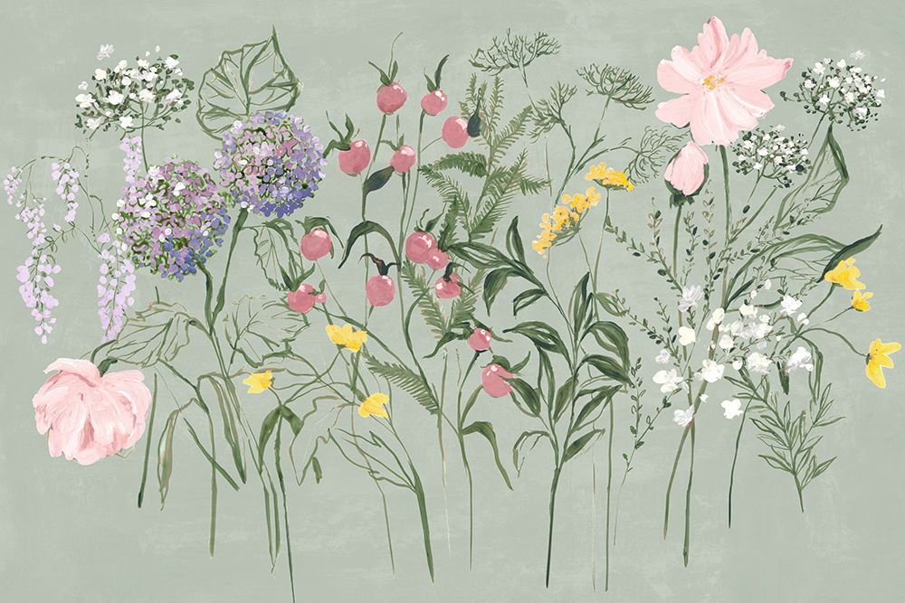 Garden Blooms on Soft Green art print by Hannah Dawson for $57.95 CAD