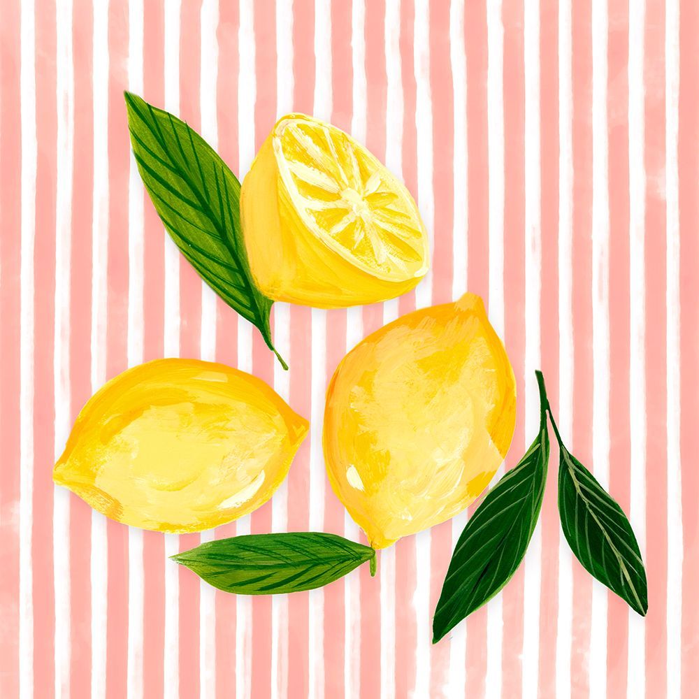 Lemons on Striped Canvas art print by Hannah Dawson for $57.95 CAD