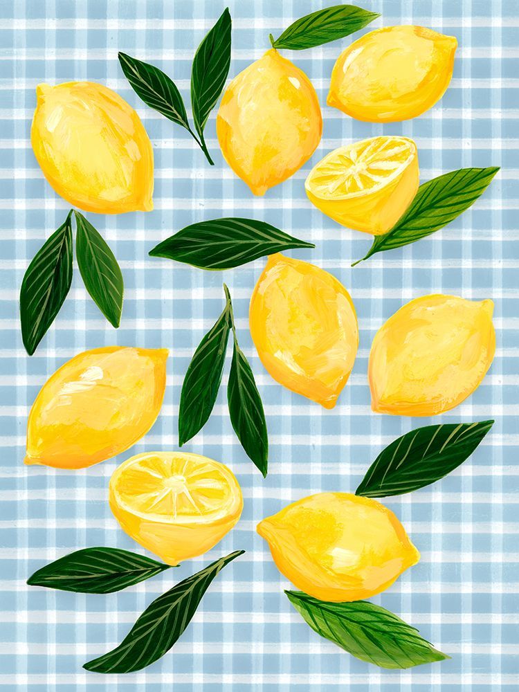 Lemons on Checkered Tablecloth art print by Hannah Dawson for $57.95 CAD