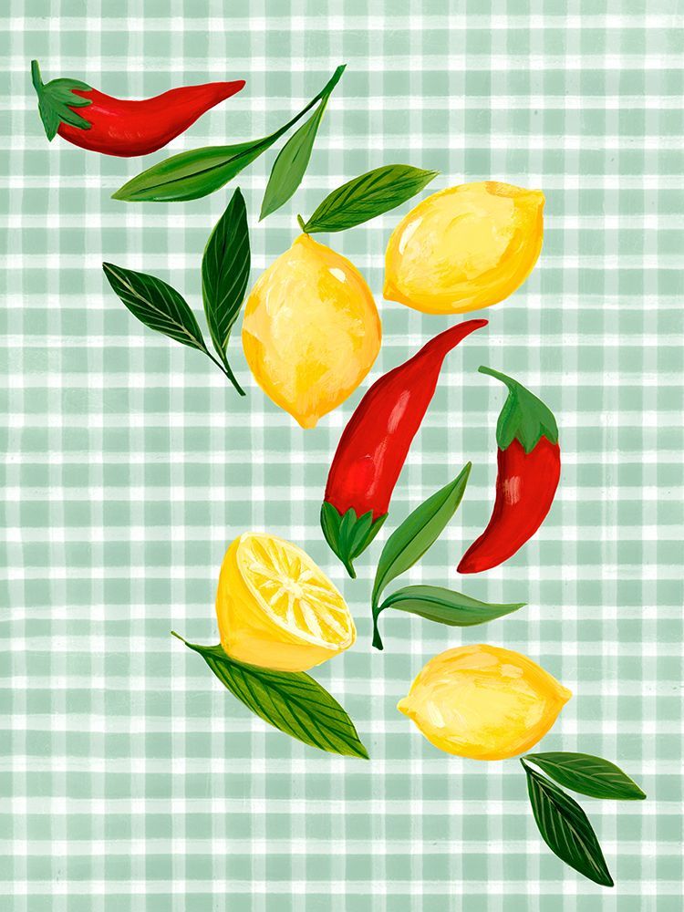 Spicy Lemons on Checkered Cloth art print by Hannah Dawson for $57.95 CAD