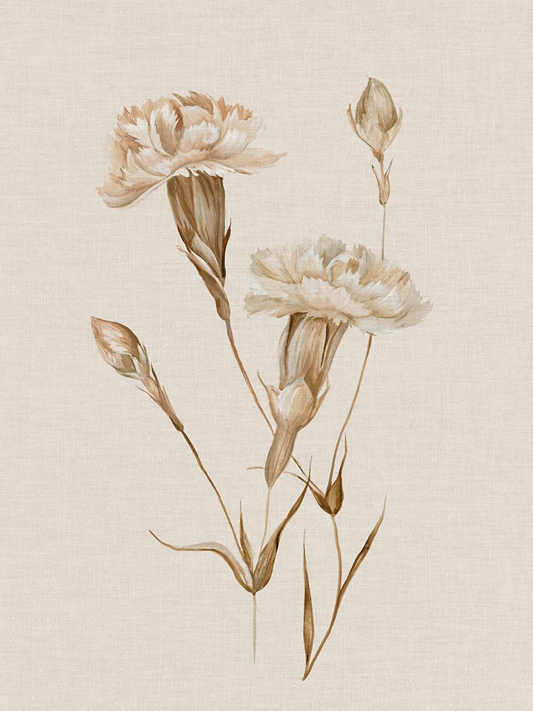 Delicate Blooms on Linen Canvas I art print by Hannah Dawson for $57.95 CAD