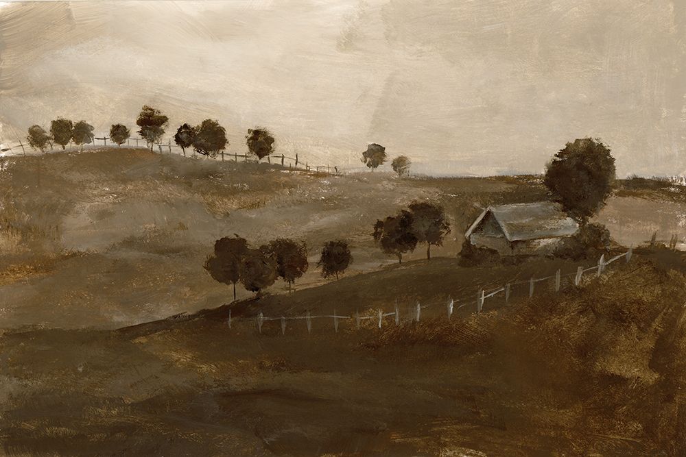 Rural Landscape with Fenced Field art print by Hannah Dawson for $57.95 CAD