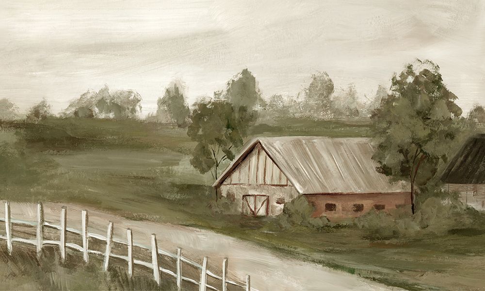Countryside Barn and Winding Fence art print by Hannah Dawson for $57.95 CAD