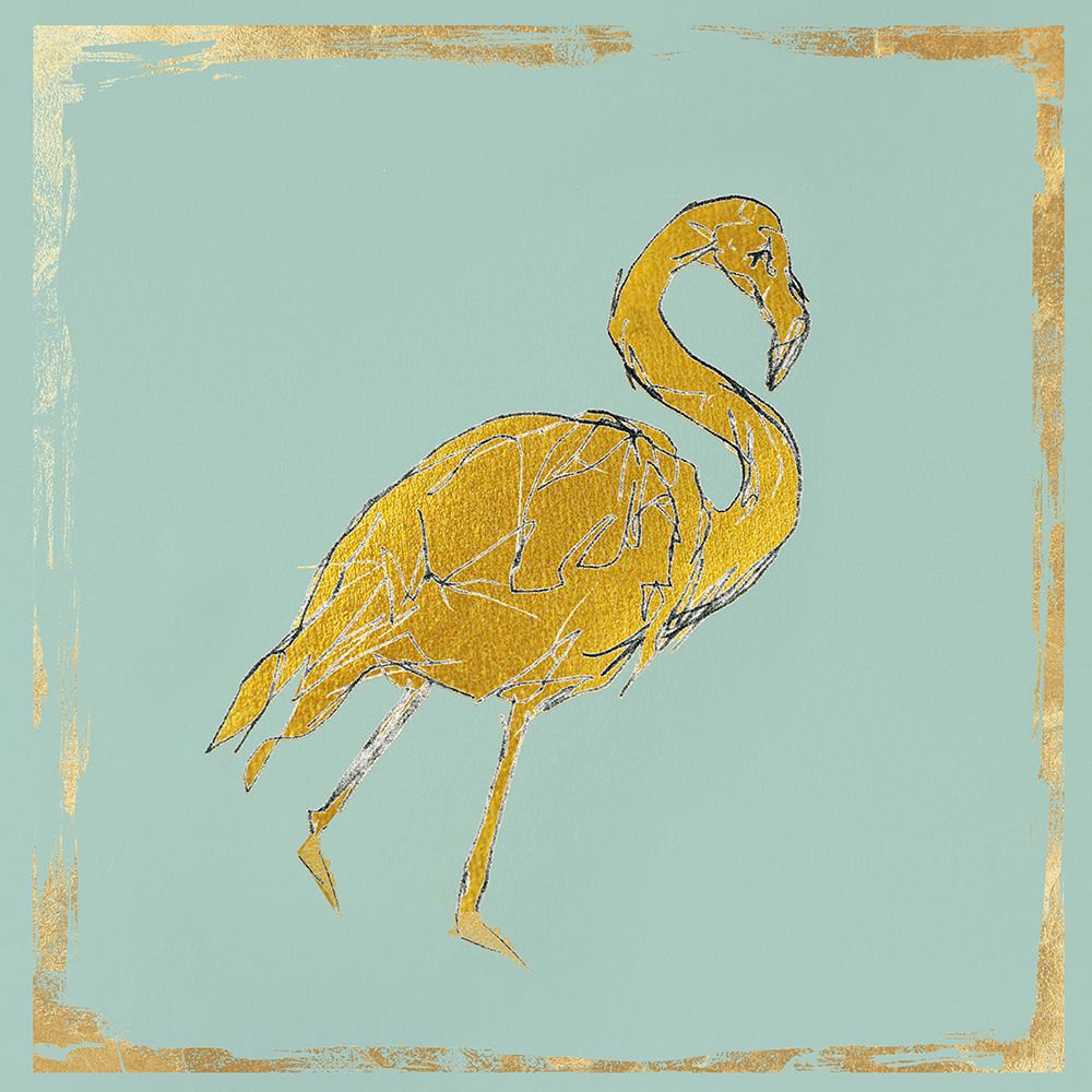 Golden Flamingo II art print by Cartissi for $57.95 CAD
