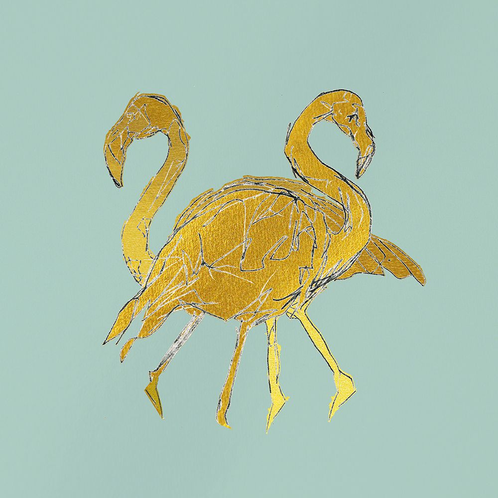 Golden Flamingo IV art print by Cartissi for $57.95 CAD