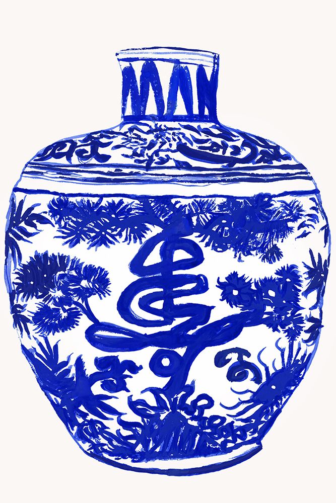 Blue Chinoiserie Willow Motif   Vase I art print by Cartissi for $57.95 CAD