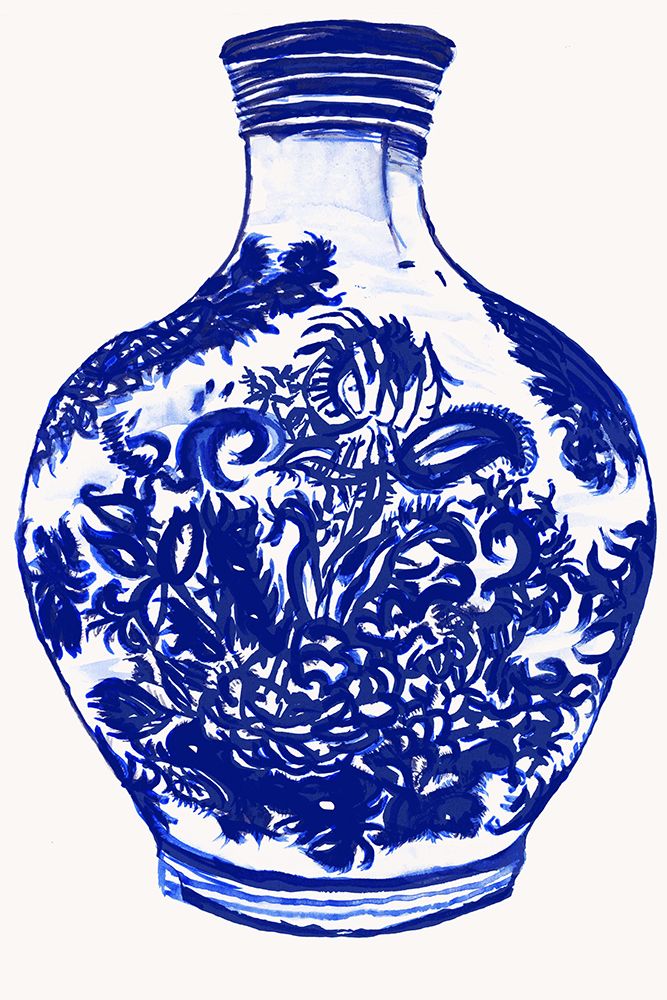 Blue Chinoiserie Willow Motif   Vase II art print by Cartissi for $57.95 CAD