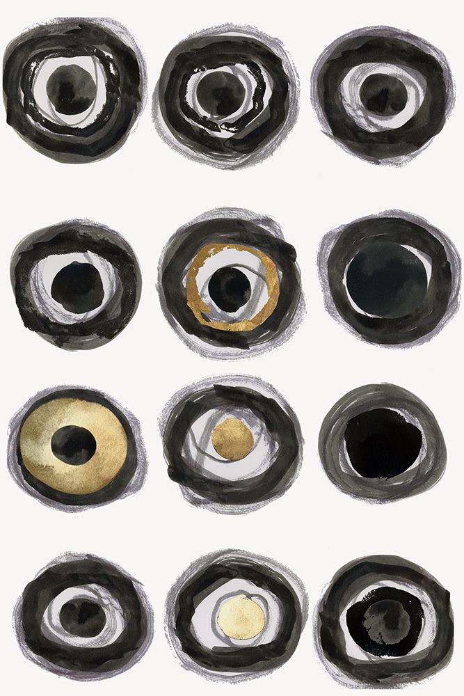 Black White Gold Circles I art print by Cartissi for $57.95 CAD