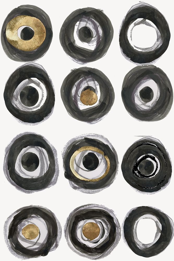 Black White Gold Circles II art print by Cartissi for $57.95 CAD